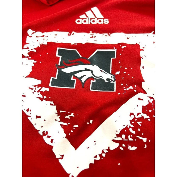 Adidas Womens Graphic Tee Shirt Red Size L Flaw Small Hole - Picture 5 of 6